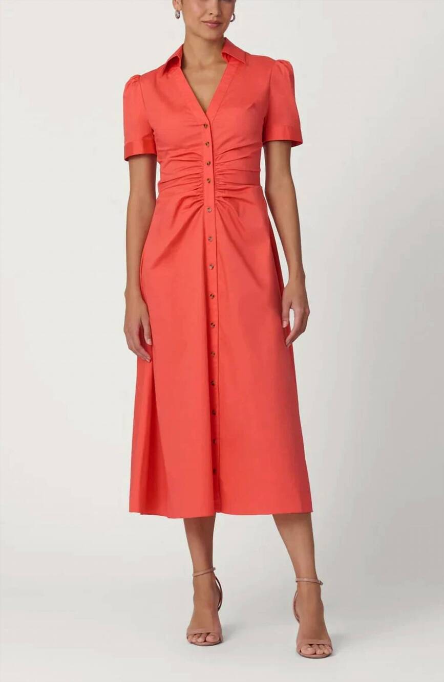 NEW SHOSHANNA barnet midi dress in tangerine